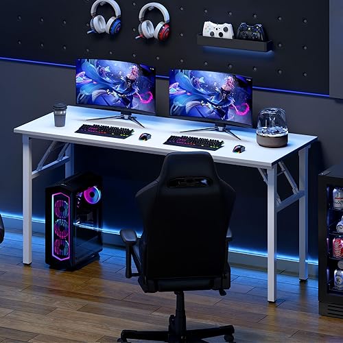 Miniatura 85 de Need AC5FB - Escritorio plegable para computadora y oficina en casa, moderno, no requiere montaje, color marrón rústico y marco negro, 39 3/8 in