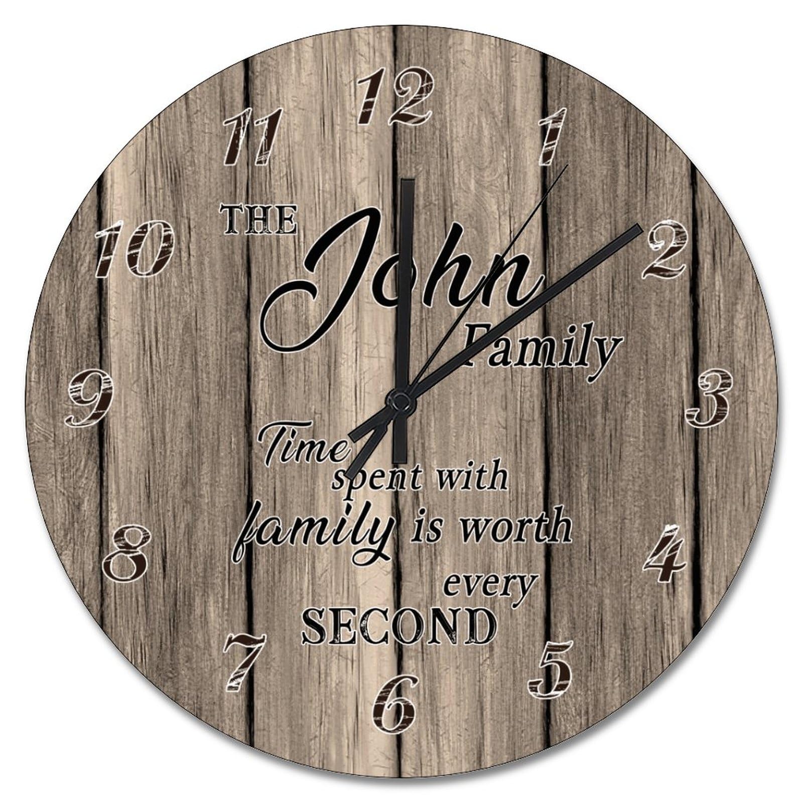 Horloge murale à piles silencieuse grand format de 38 cm effet bois rustique