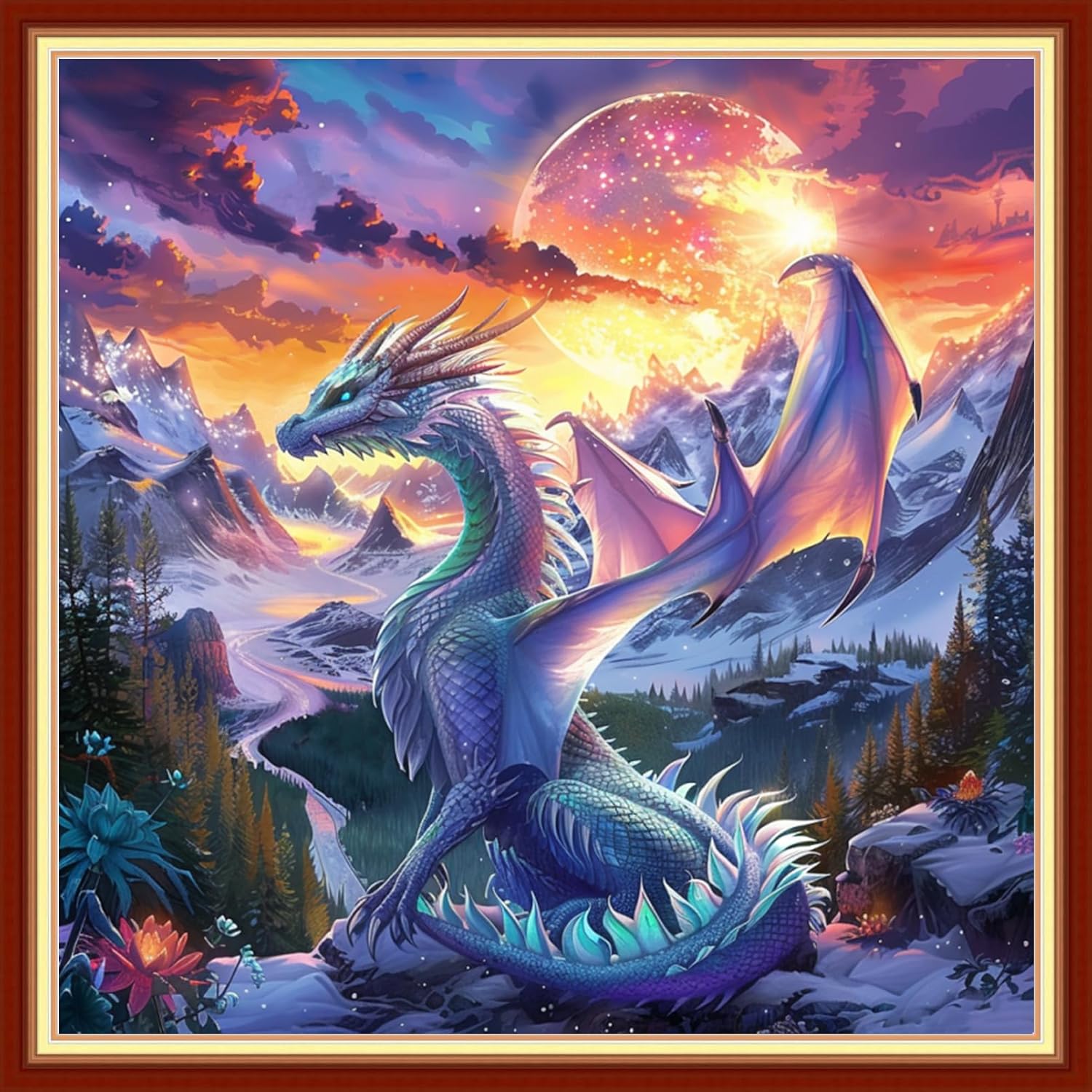 Funart Stamped Cross Stitch Kits for Beginners Full Range of Cross Stitching Preprinted Embroidery Kits for Adults, 11CT Embroidery Pattern Needlepoint Kits-Colorful Flowers 16x20 inchs