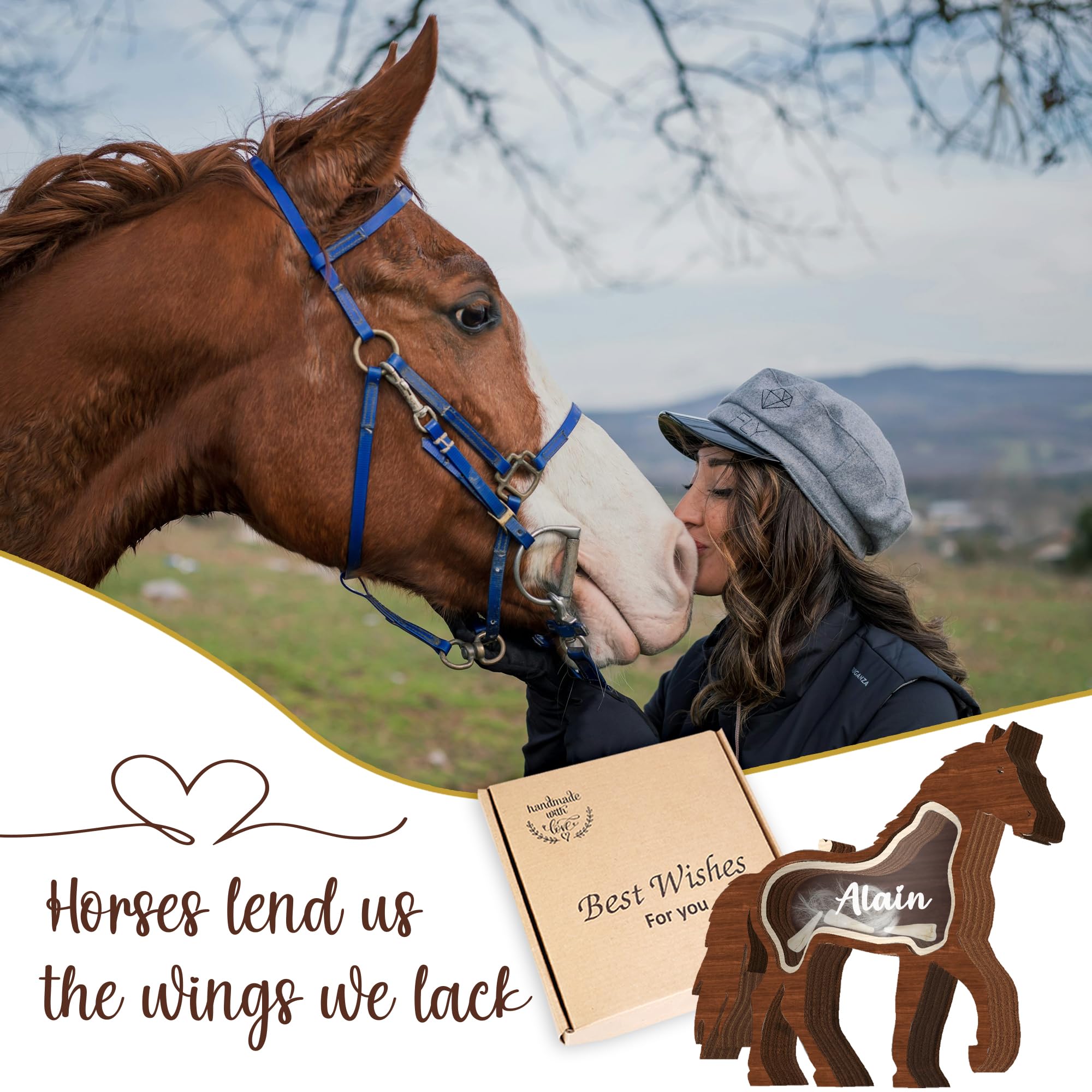 Caja de recuerdo personalizada con forma de caballo, regalo único de madera para mascotas, regalo conmemorativo para guardar pelo, uñas, dientes, cenizas, decoración de mesa, idea de regalo para