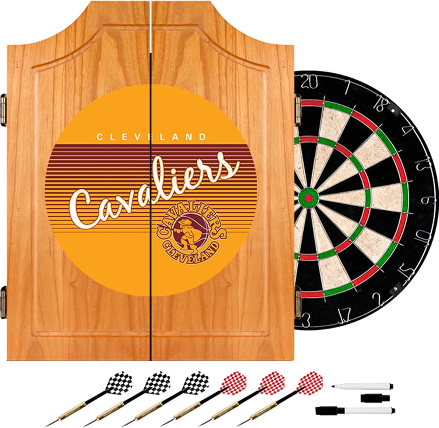 NBA Cleveland Cavaliers Wood Dart Cabinet, One Size, Brown : Sports & Outdoors