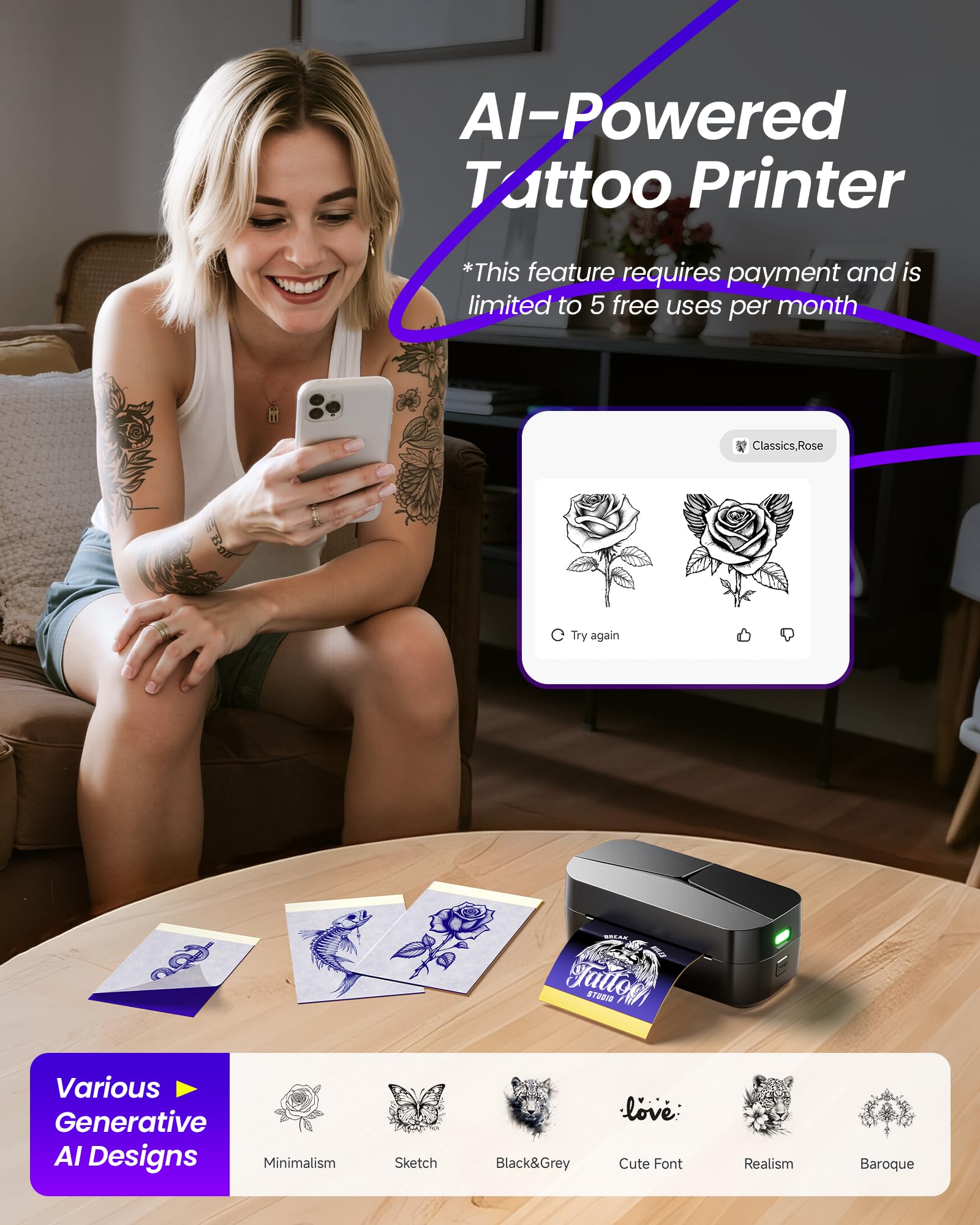 Amazon.co.jp: TATTMUSE 2025 新シリーズ TP32 タトゥーステンシル
