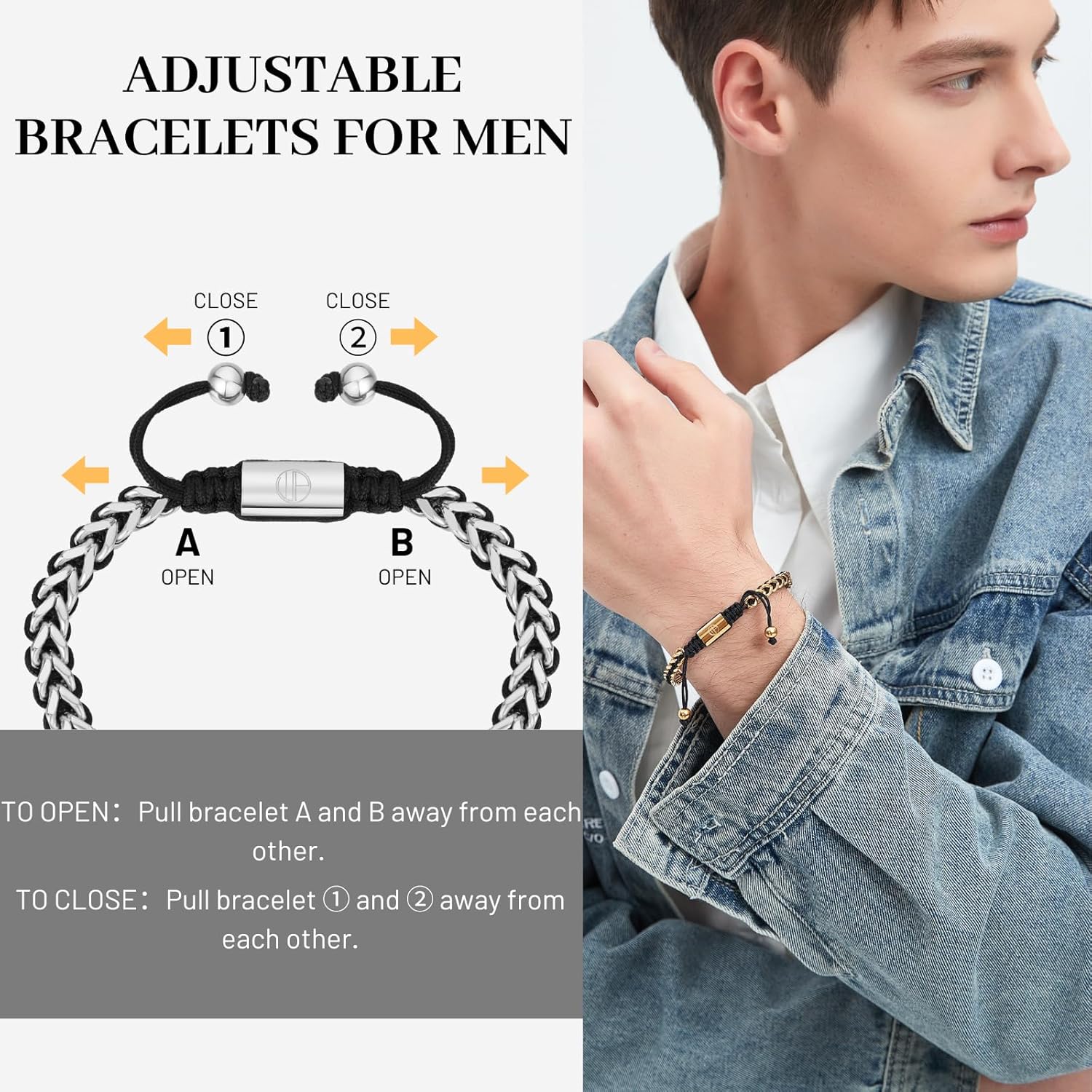 Gold-Plated Bracelets for Men 18K Gold Plated Franco Link Chain Stainless Steel Bracelet Adjustable Bracelet Mens Jewelry Birthday Gift - Image 5