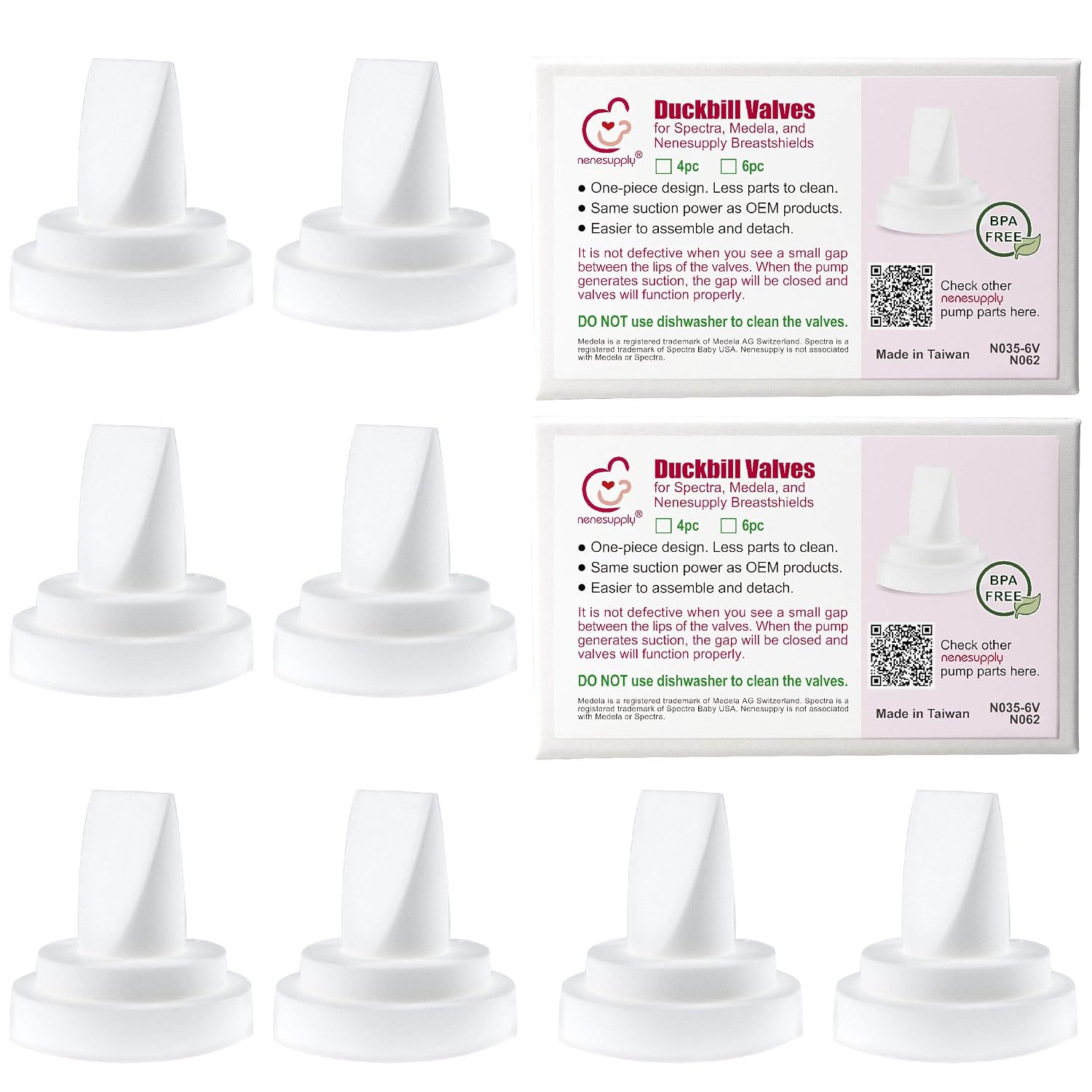Nenesupply 8 pc Duckbill Valves Compatible with Medela and Spectra Pump Parts Use on Spectra S2 S1 Pump in Style Harmony Symphony Replace Spectra Duckbill Valves and Medela Valve