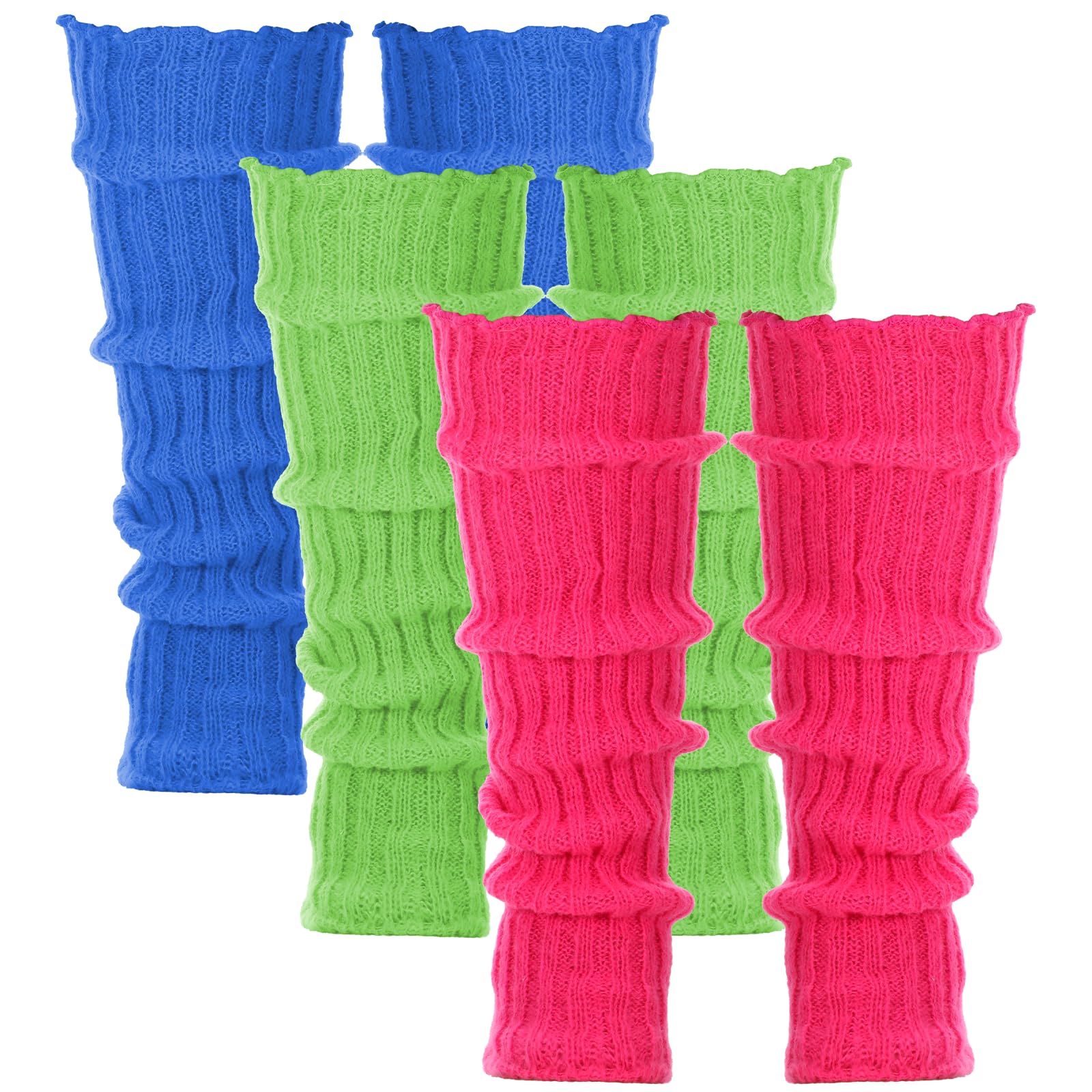 Neon Leg Warmers 3 Pairs Y2k Knit Ribbed Leg Warmer Socks for Women 80s Party Sports Costume Accessories