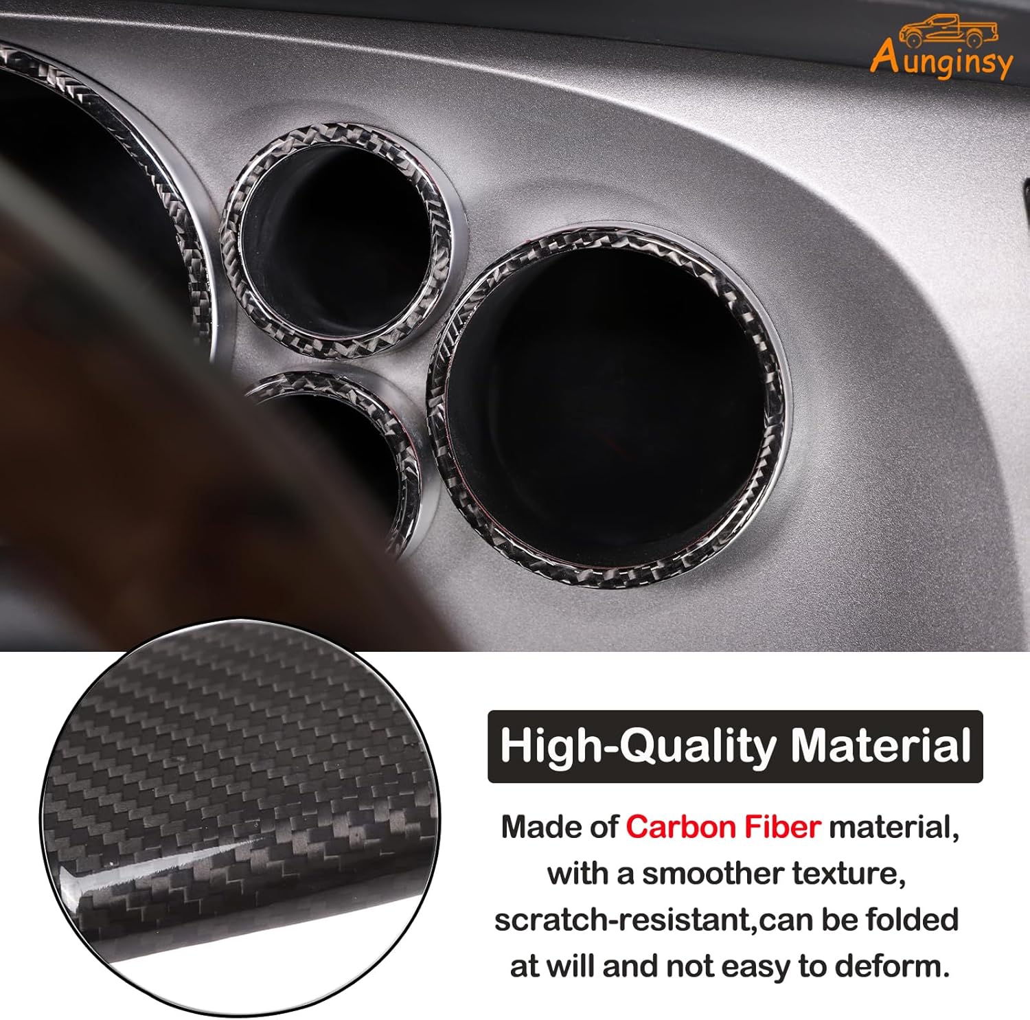 Aunginsy Car Dashboard Ring Trim Frame Sticker Fit Toyot@a Tundra 2007-2013 Car Real Carbon Fiber Center Console Dashboard Instrument Panel Gauge Surrounding Ring Decorative Cover Interior Accessories