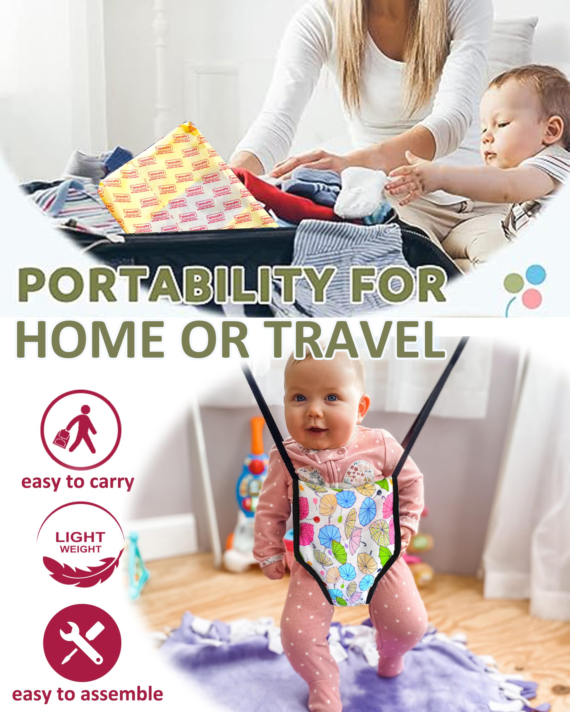 Vparents 2 in 1 Toddler Jumper with Window Hanging Metal Stand Cum Baby Walking Harness Function, Fun Activity for 6-12 Months Infant (Blue) 2