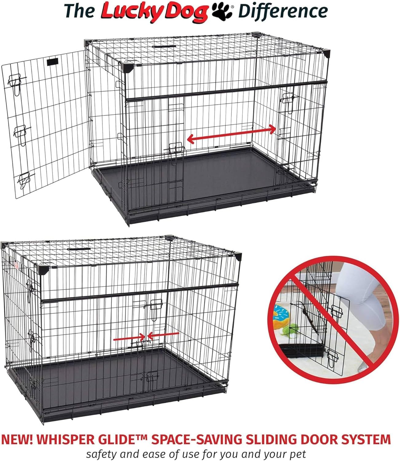 Medium Black Wire Dog Crate with Sliding Doors