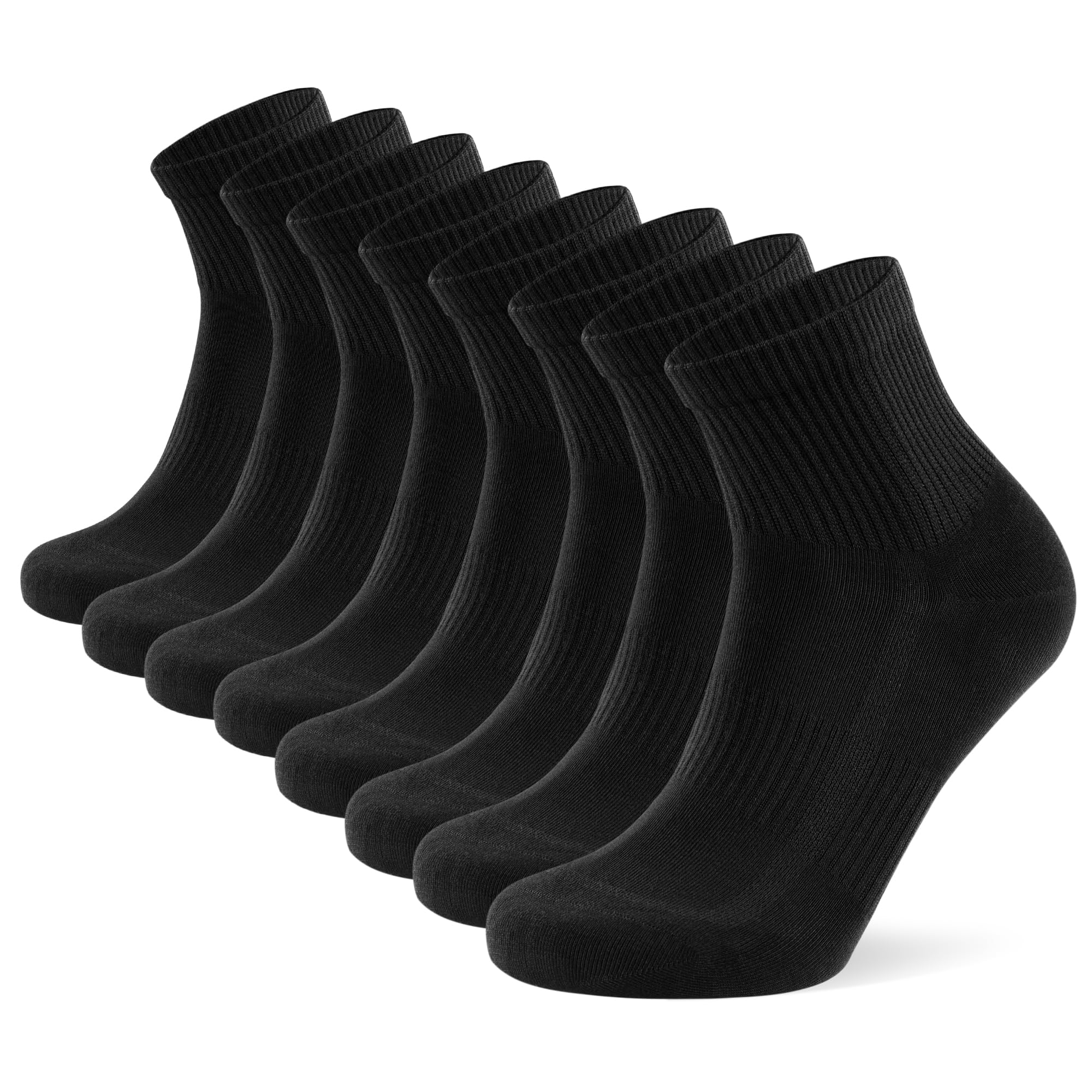 YORJOSOX 8 Paar Sneaker Socken Herren Baumwolle Quarters Sportsocken Atmungsaktives Mesh Quarter Laufsocken (DE/NL/SE/PL, Numerisch, 39, 42, Regular, Regular, Schwarz 8 Paar)