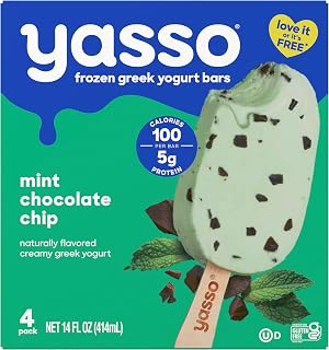 Yasso Mint Chocolate Chip Frozen Greek Yogurt Bars, 4pk 3.5oz - 100 Cal, 5g Protein, Gluten-Free
