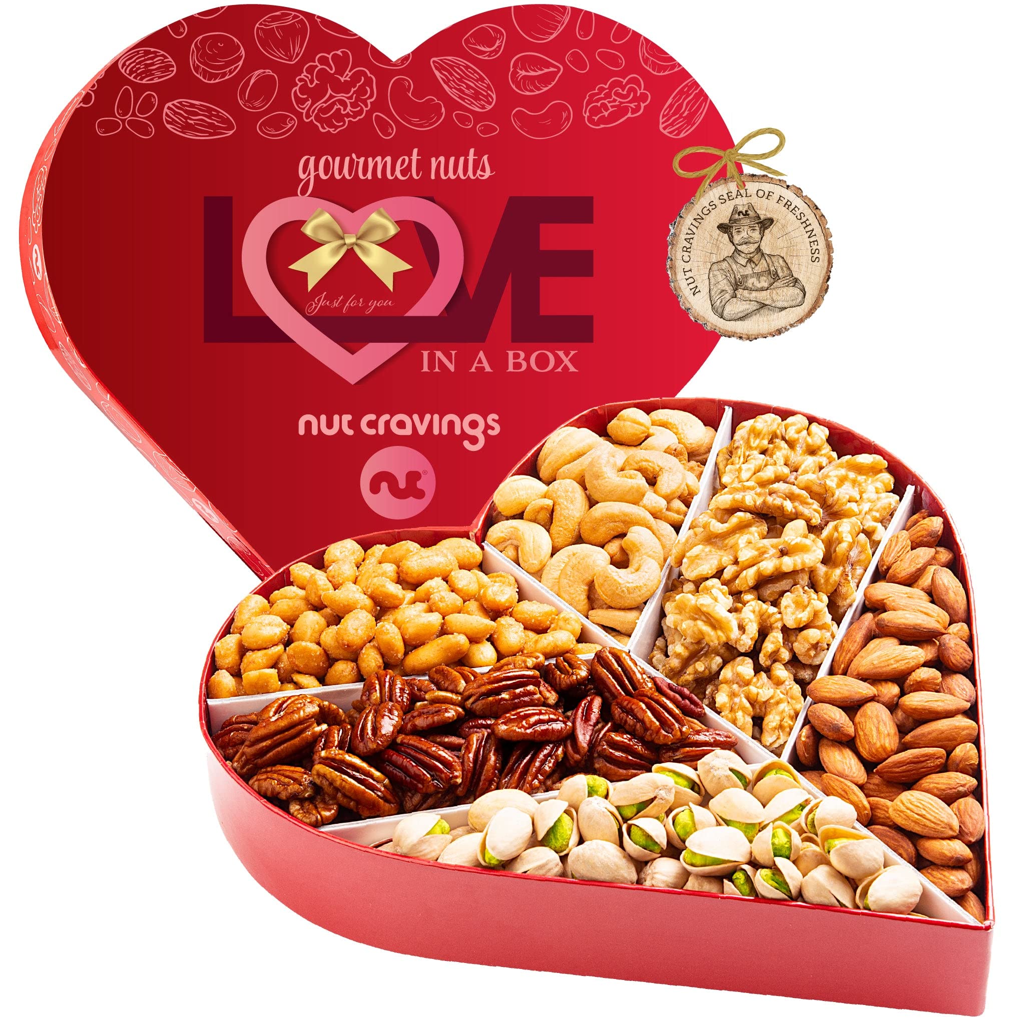 Buy Gourmet Nuts Gift Basket, Love in A Box Heart Shaped Romantic