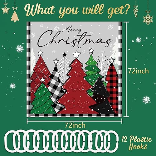 Miniatura 3 de Happynow Juego de cortinas de ducha navideñas para baño