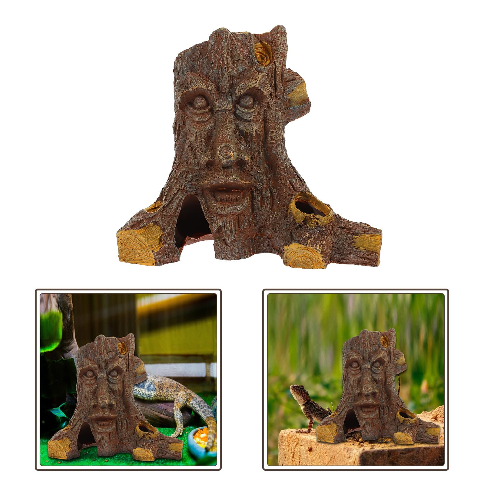 VICASKY Cachette en Résine pour Reptiles de Trou d'arbre, Réduit la Lumière du Jour, Décor Sécurisé pour Terrariums d'animaux Rampants