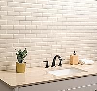 Vista 2 de MSI AMZ-M-00318 MSI - Protector contra salpicaduras de cocina de metro de cerámica biselada, color blanco antiguo, baño, acento, pared de ducha x 12