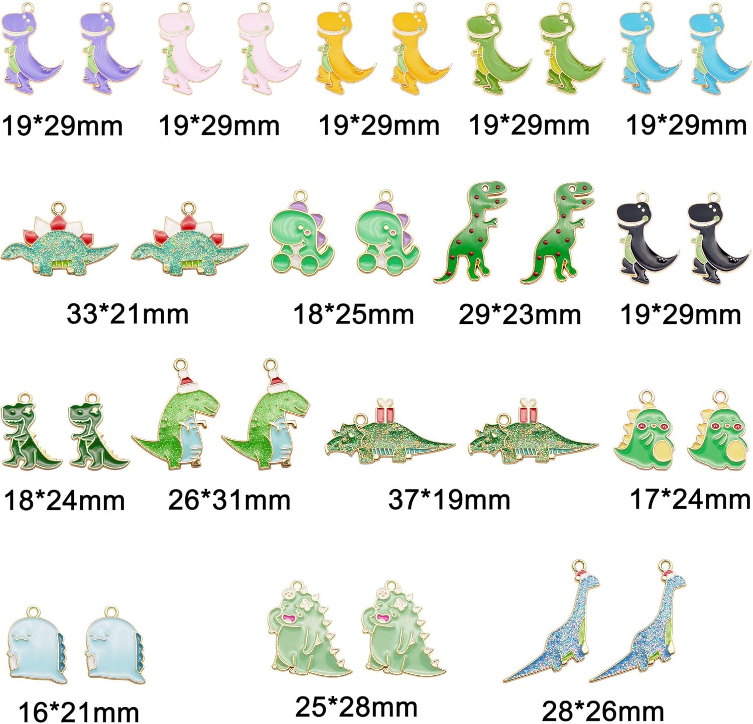 30 pcs Dinosaur Charms Pendant For Jewelry Making Mixed 15 Styles Enamel Animal Charms for Necklace Bracelet Earring Christmas Jewelry DIY Crafting - Image 2