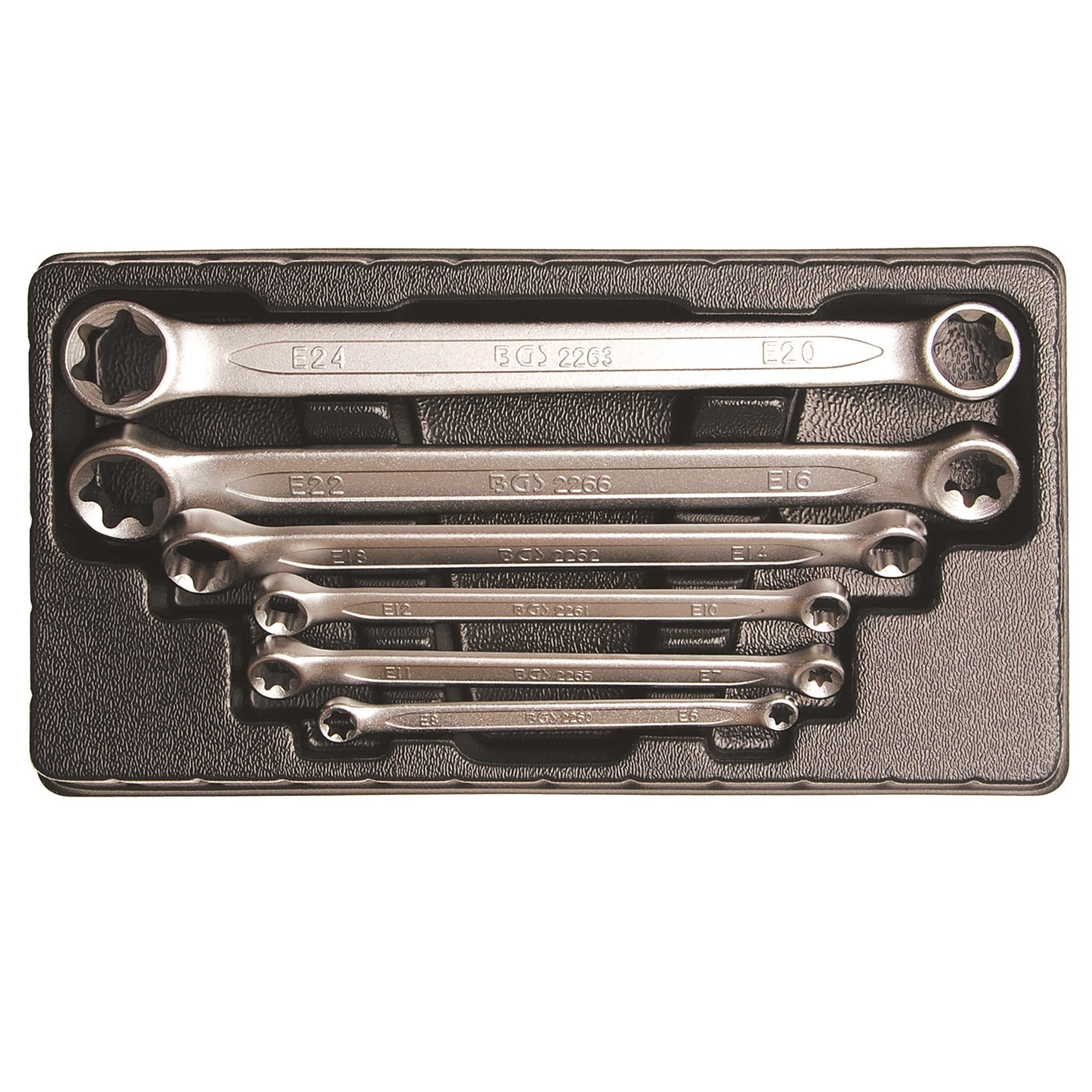 Bgs Multicoloured 2268 | Double Ring Spanner Set With E-Type Ring Heads | E6 X E8 - E20 X E24 | 6 Pcs.