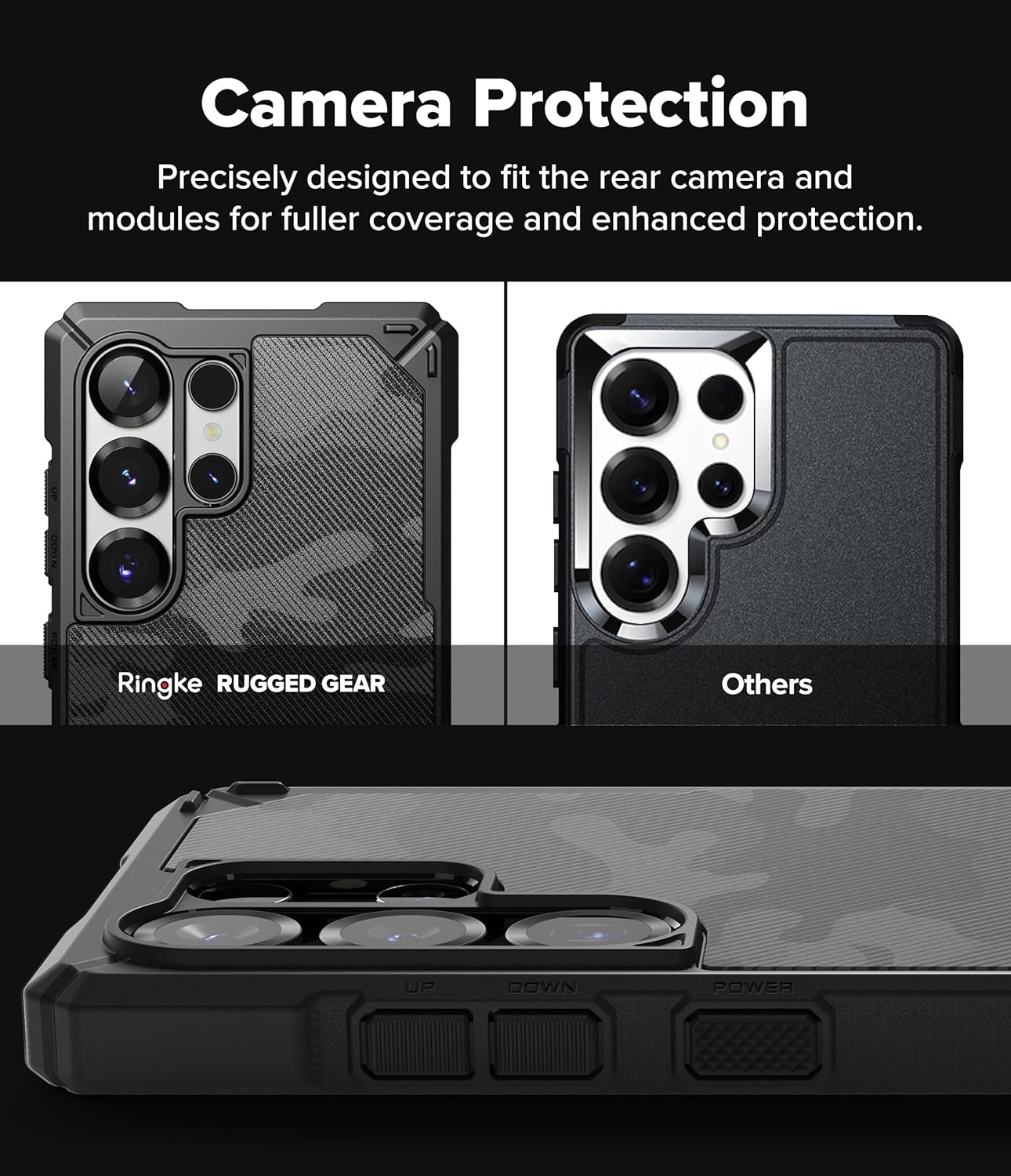 Ringke Rugged Gear for Samsung Galaxy S25 Ultra Case [Compatible with MagSafe] Prevents Oily Smudges Non-Slip Enhanced Grip Protective Cover Precise Cutouts for Camera - Magnetic Camo Black - Image 3