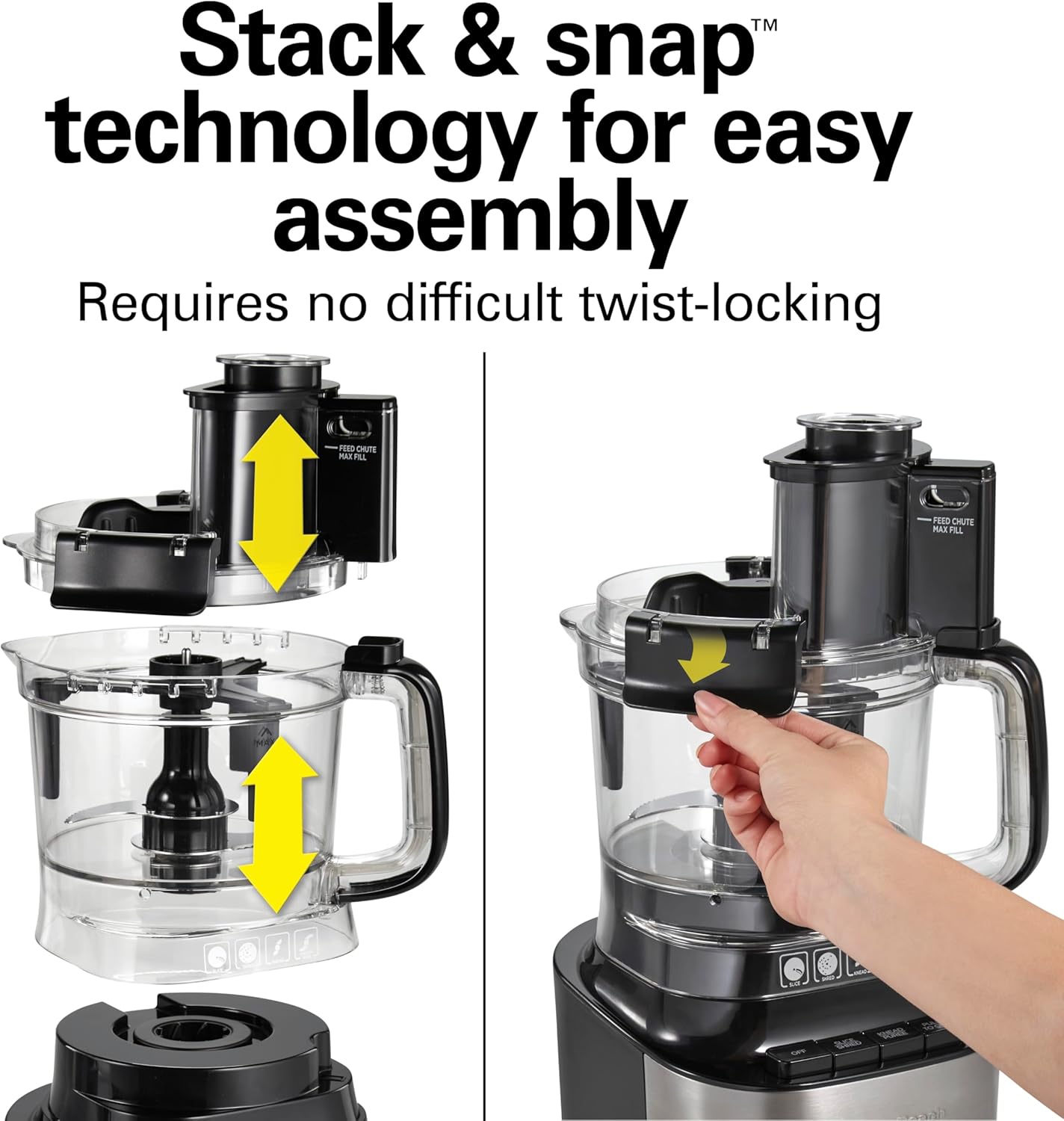 Hamilton Beach Stack & Snap Food Processor with Bowl Scraper, 10 Cup Capacity, Black, 70822F