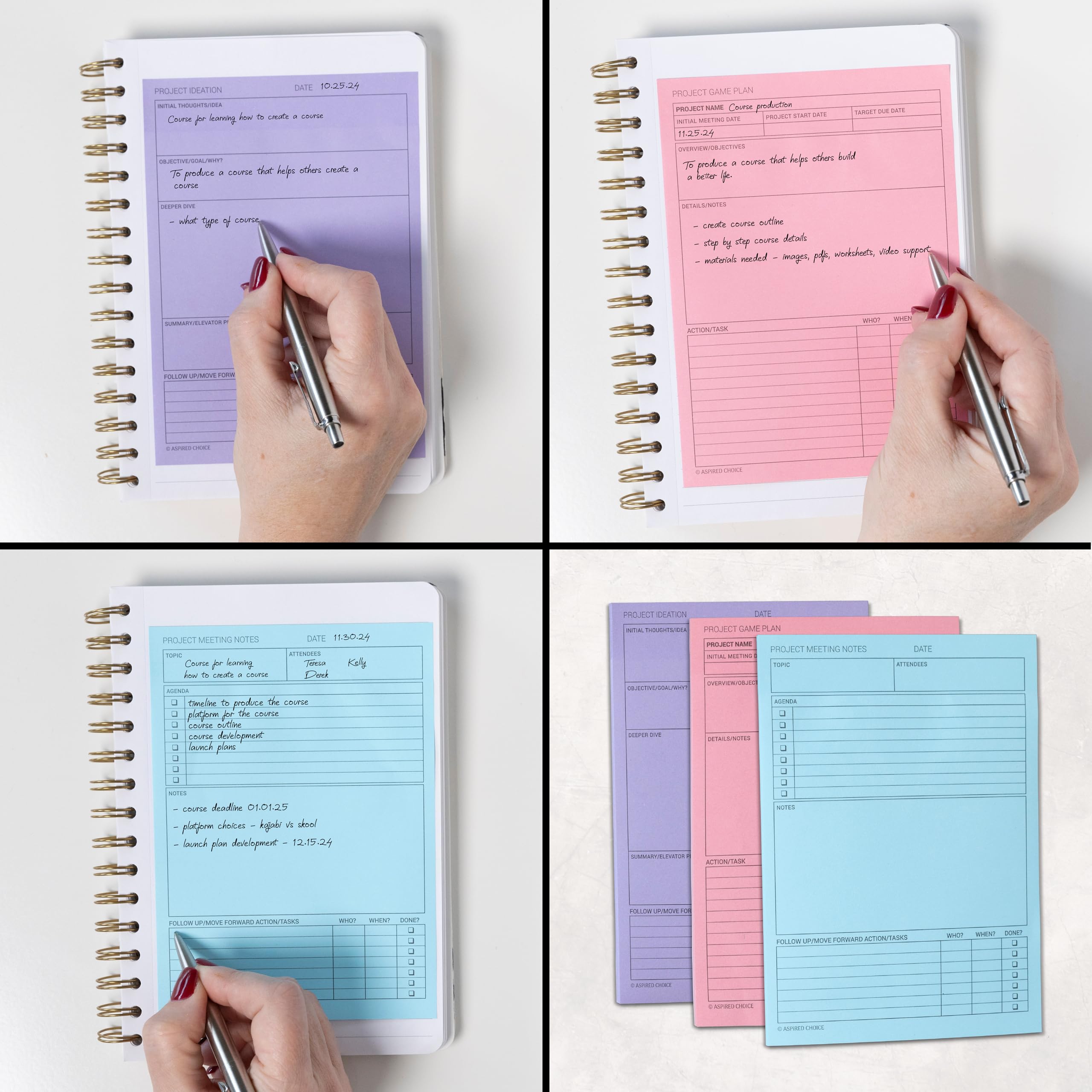 Kit de planificador de proyectos y notas de reuniones para mujeres y hombres: 90 notas adhesivas grandes para organización del trabajo, esenciales de oficina perfectos para profesionales de negocios,
