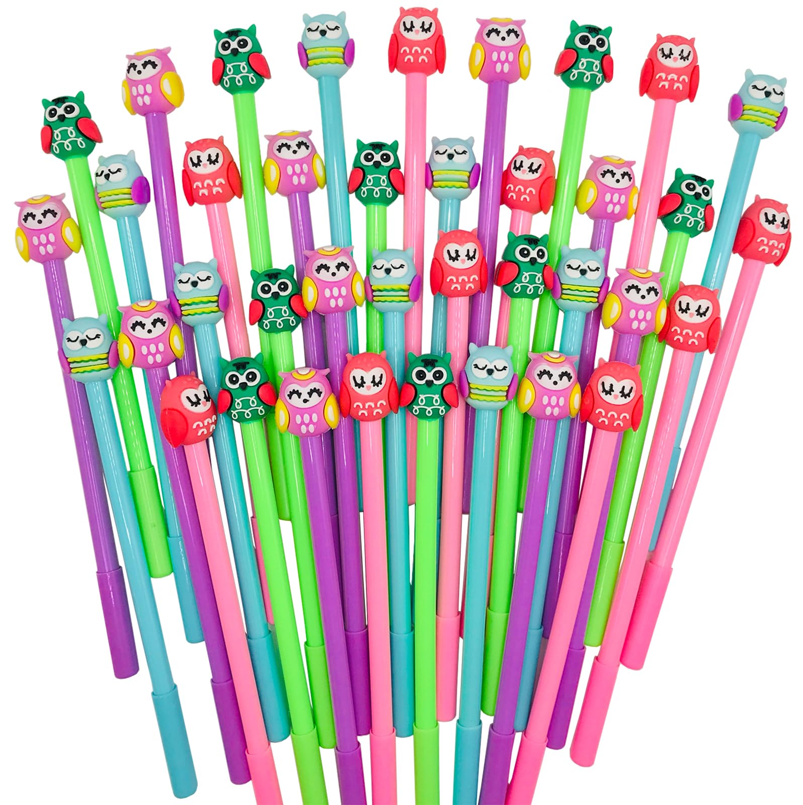 Finpletai Cute Owl Pens, Animal Black Ink Writing Pens, 0.5 mm Novelty Gel Ink Pens for Ournaling, Writing, Note-Taking, Teacher School Party Office