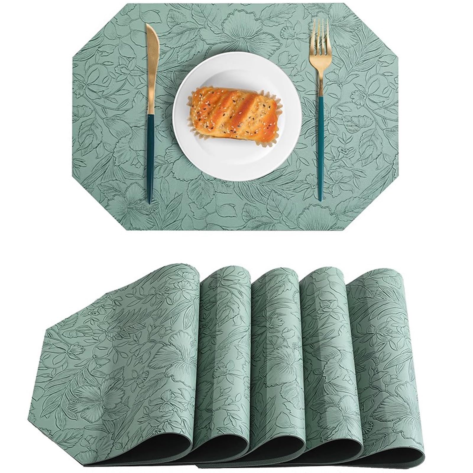 Decorazioni per la tavola, tovagliette, Set di tovagliette da Cucina Stampate, tovagliette in Similpelle Resistenti al Calore, Antiscivolo e Impermeabili