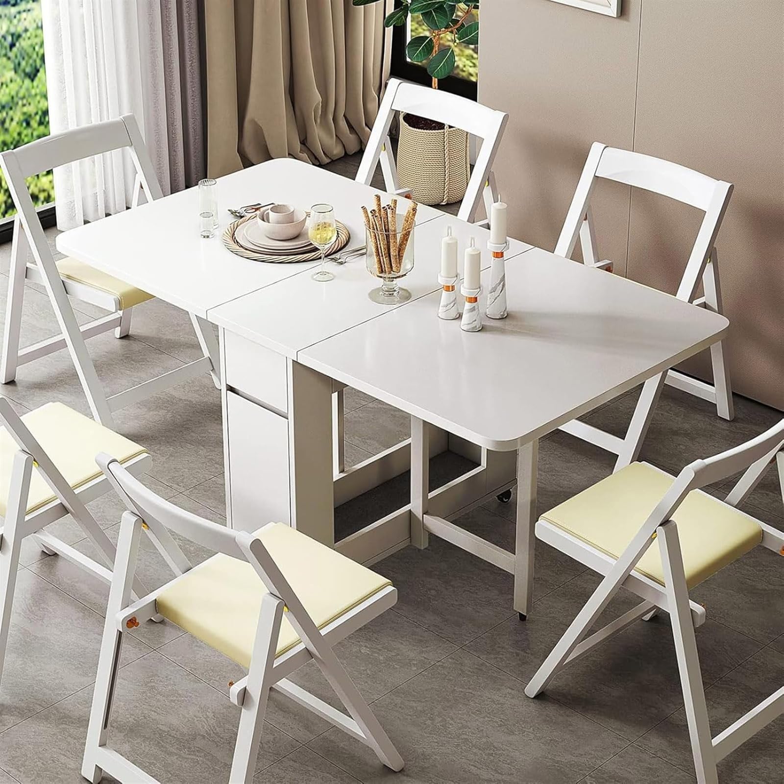 Amazon.com: oiakus Dining Table Set, 5 Piece Wood Folding Dining