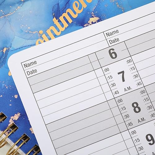 Miniatura 5 de Poluma - Libro de citas de salón, 11.5 x 4.7 pulgadas, 2 columnas, 6 AM - 9 PM, encuadernación de doble alambre, 200 páginas para estilista - Azul