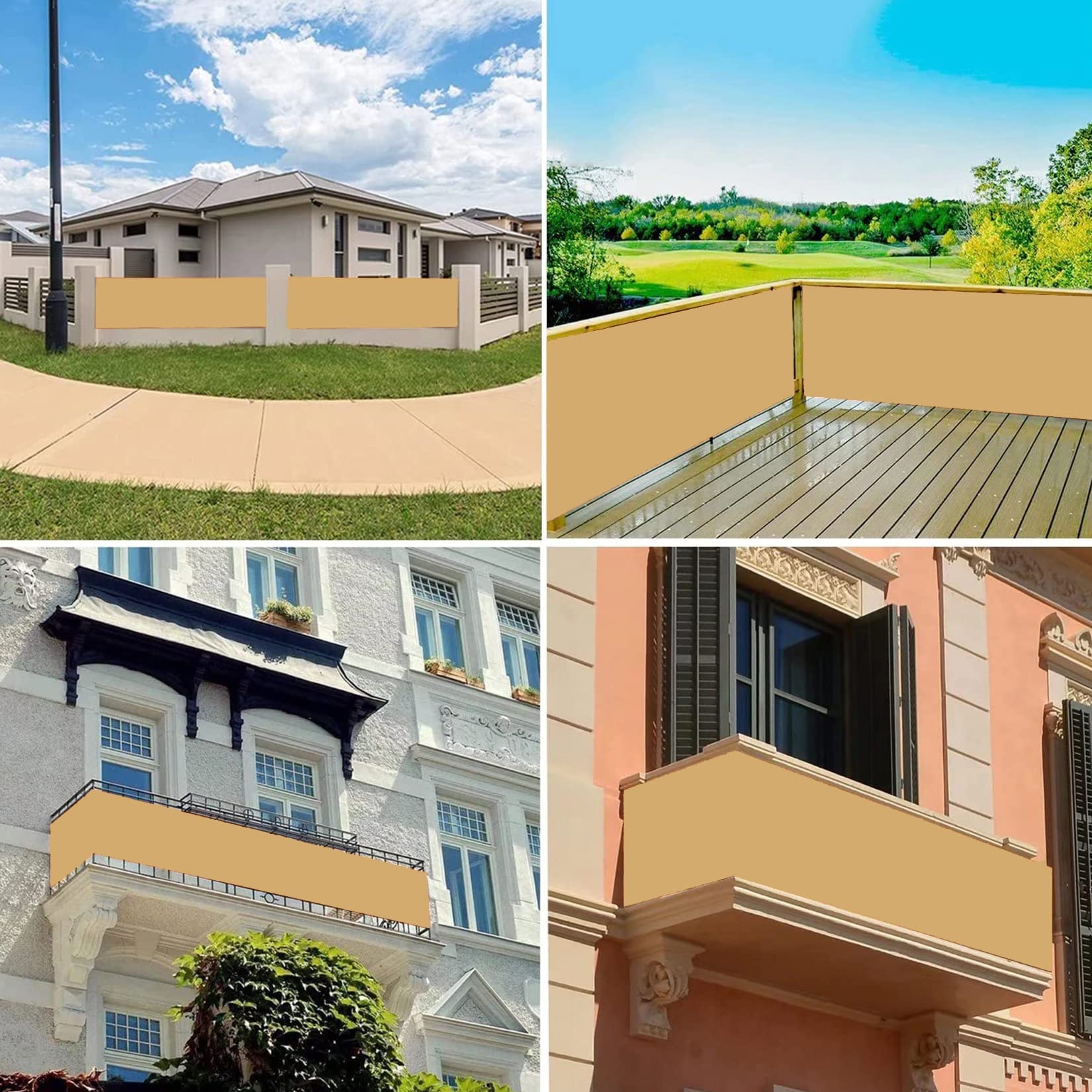 Wodoodporny prostokątny żagiel przeciwsłoneczny, 5 x 6,5 m, trwały na zewnątrz, na podwórko, patio, taras, werandę i balkon, odporny na promieniowanie UV, pokrowiec ochronny w kolorze kremowym