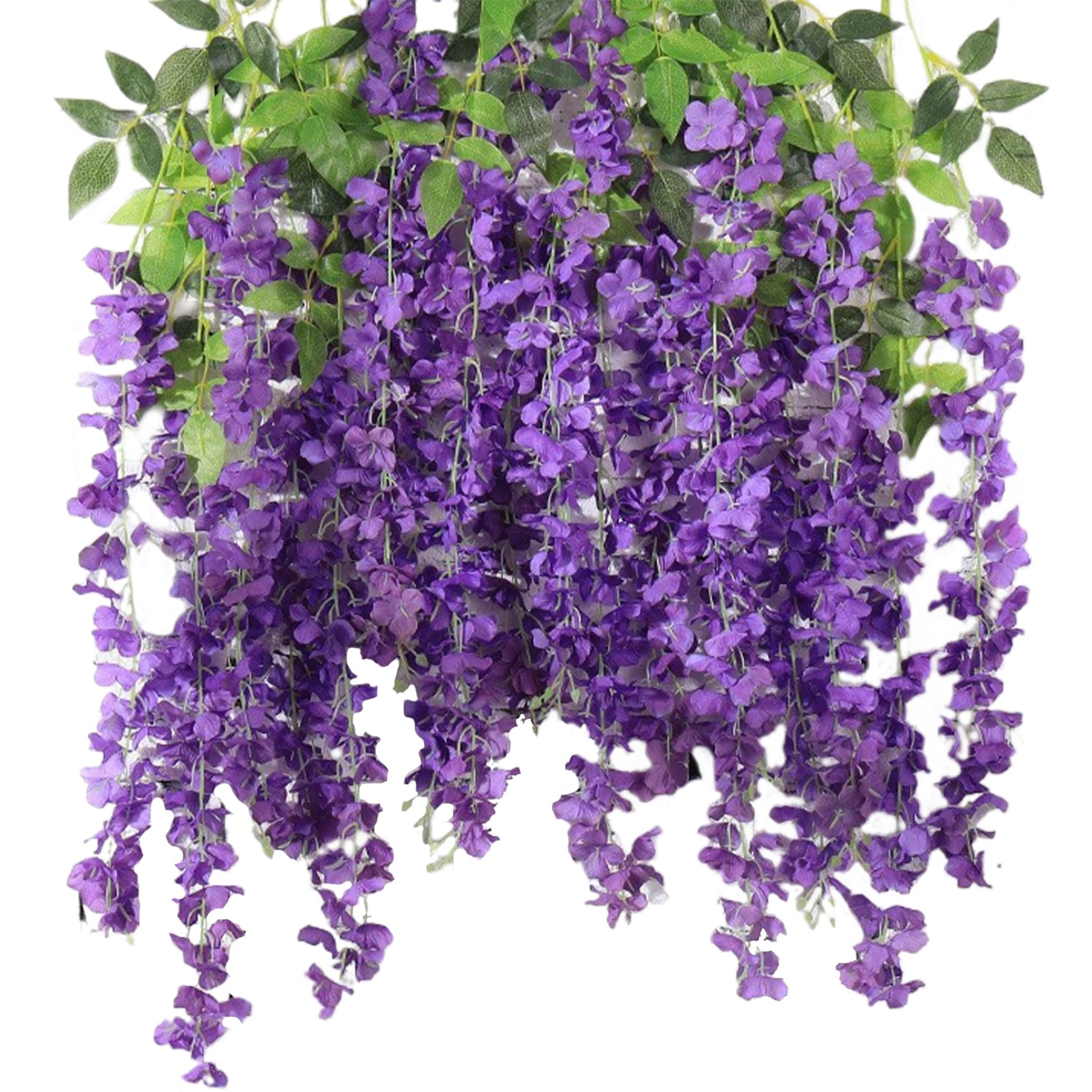 Peosaard Wisteria Hanging Flowers, 12PCS 43.3 Inch Wisteria Garland, Weatherproof Purple Flowers Artificial, Purple Flower Garland for Home Party Wedding Decor