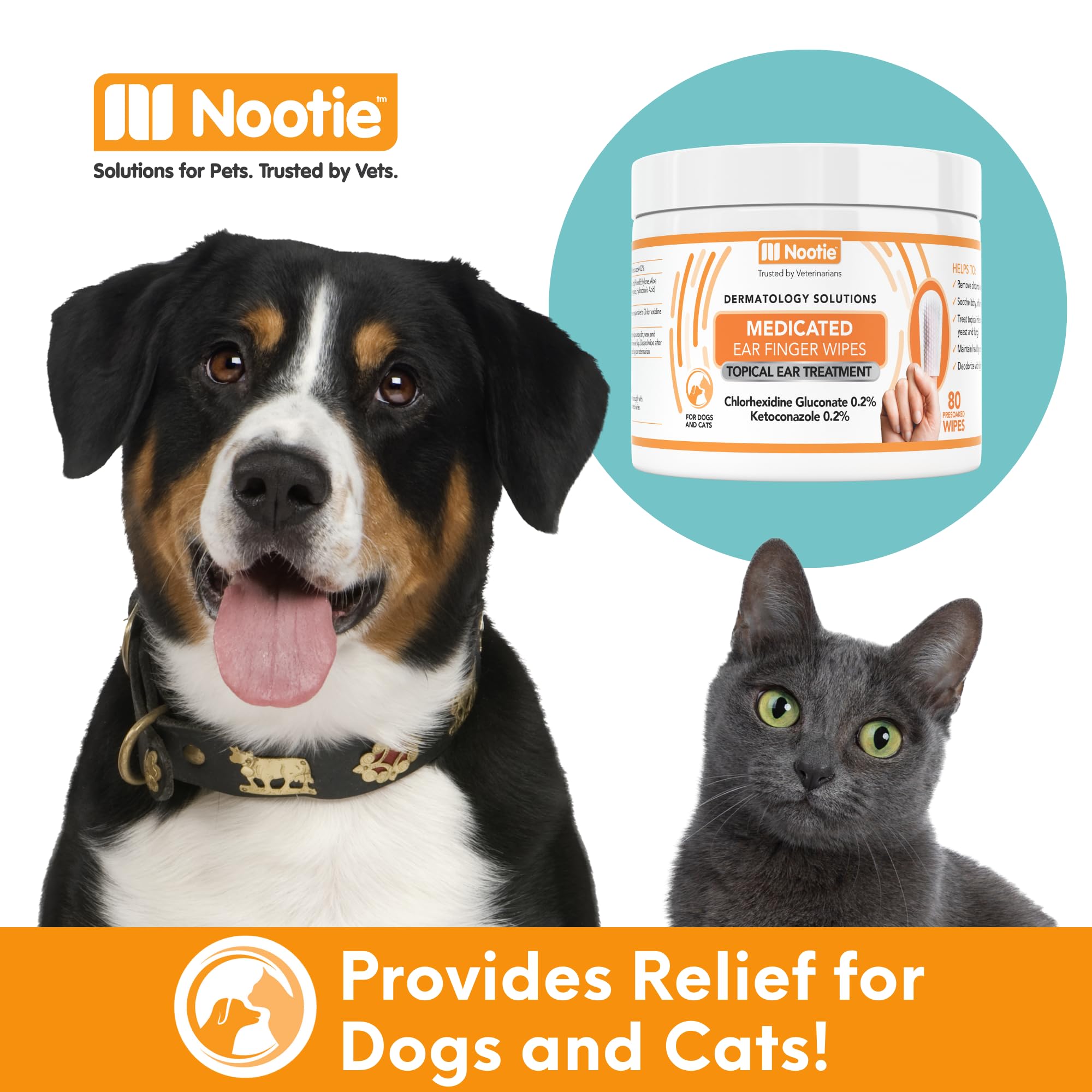 Nootie Medicated Ear Finger Wipes with Chlorhexidine for Dogs, Gentle Dog Ear Cleaning Wipes for Itchy, Sensitive Ears - Helps Remove Wax, Dirt Buildup, & Odor 80 Wipes - Made in USA - image 6