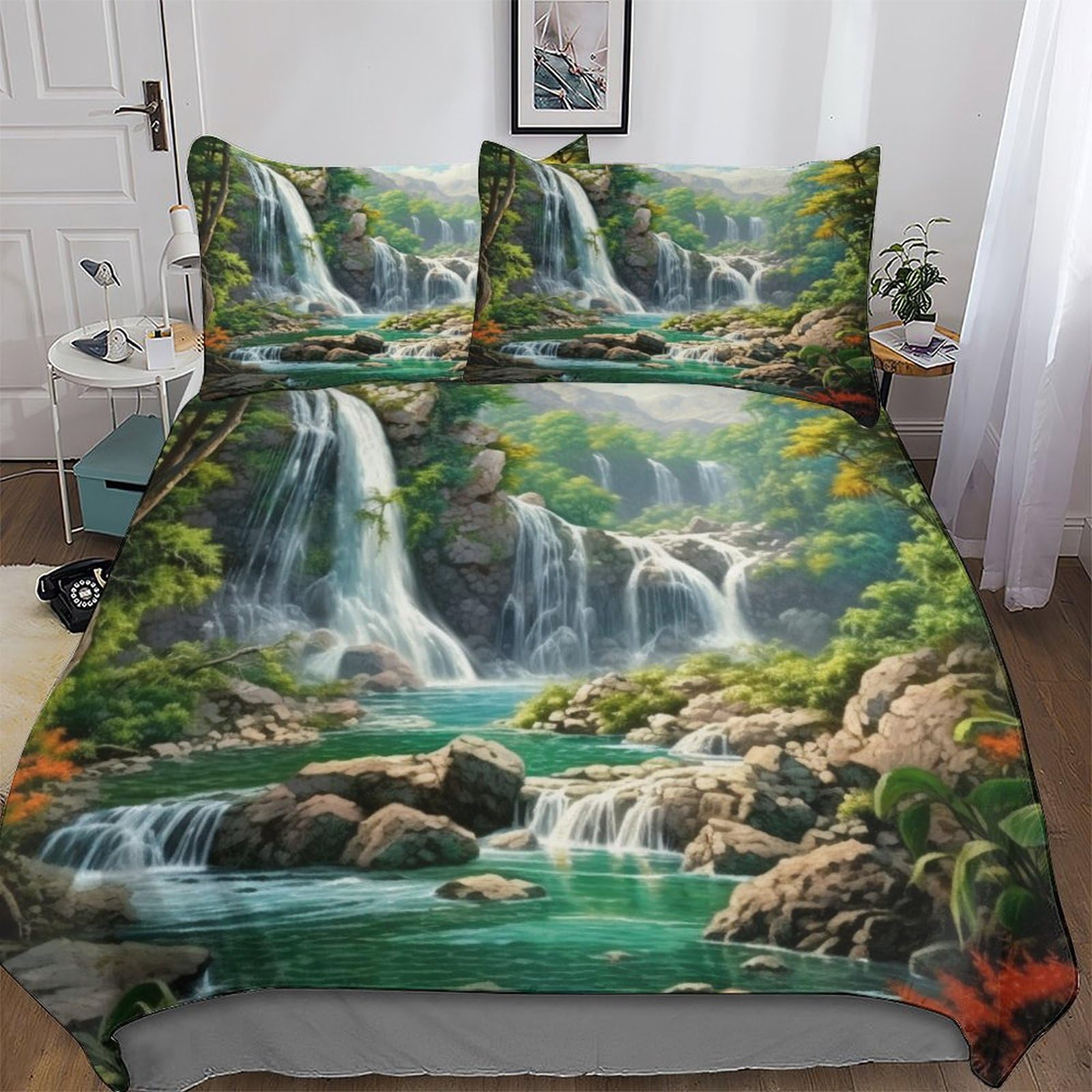 Housse de couette 200x200 zippée WaterAutomne pour couette fixe 3D