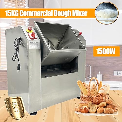 Miniatura 2 de TECHTONGDA Mezclador de masa comercial Mezclador de harina de acero inoxidable Máquina de amasado de masa de 110 V Mezclador de alimentos de alta