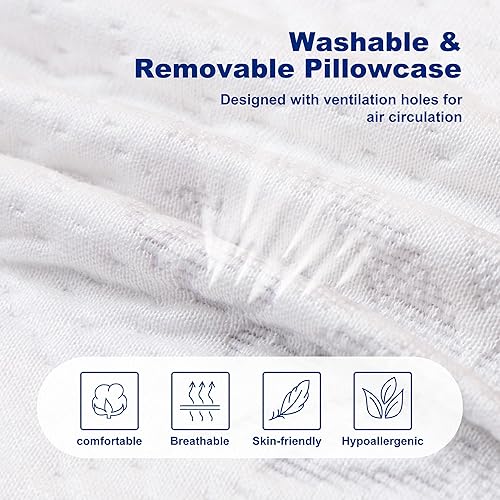 Miniatura 8 de MLILY Almohada cervical para dormir de lado, almohada cervical para el dolor de cuello, almohada de espuma viscoelástica con infusión de carbón de