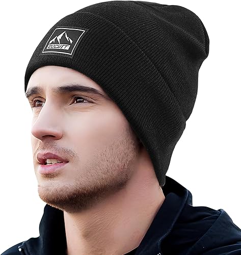 Miniatura 3 de DOCVIT Gorro de punto con puños cálidos de invierno, unisex, gorro de punto de calavera, sombrero de esquí de moda para hombres y mujeres