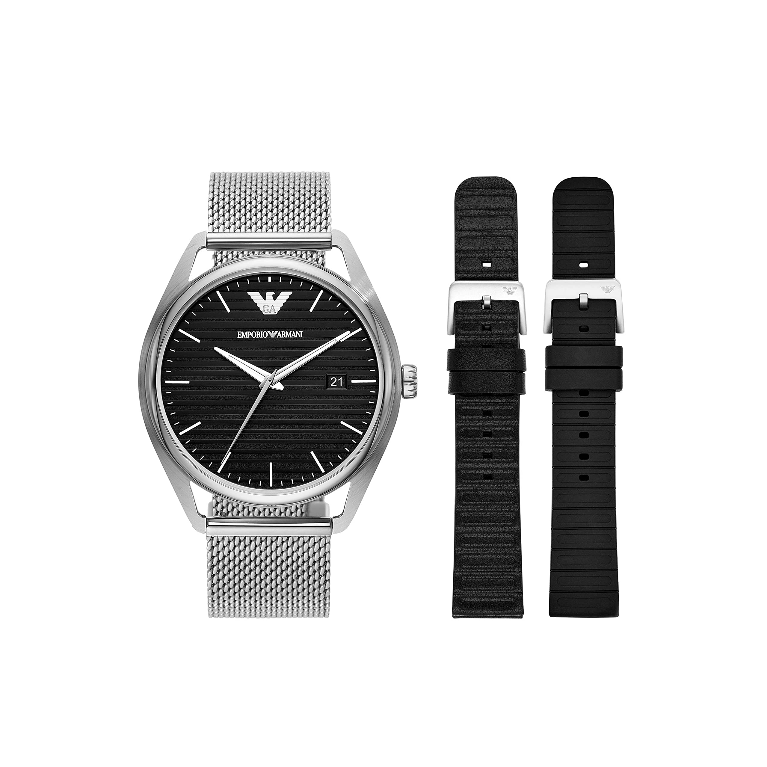 Amazon.co.jp: Emporio Armani 三針デイト ステンレススチールメッシュ