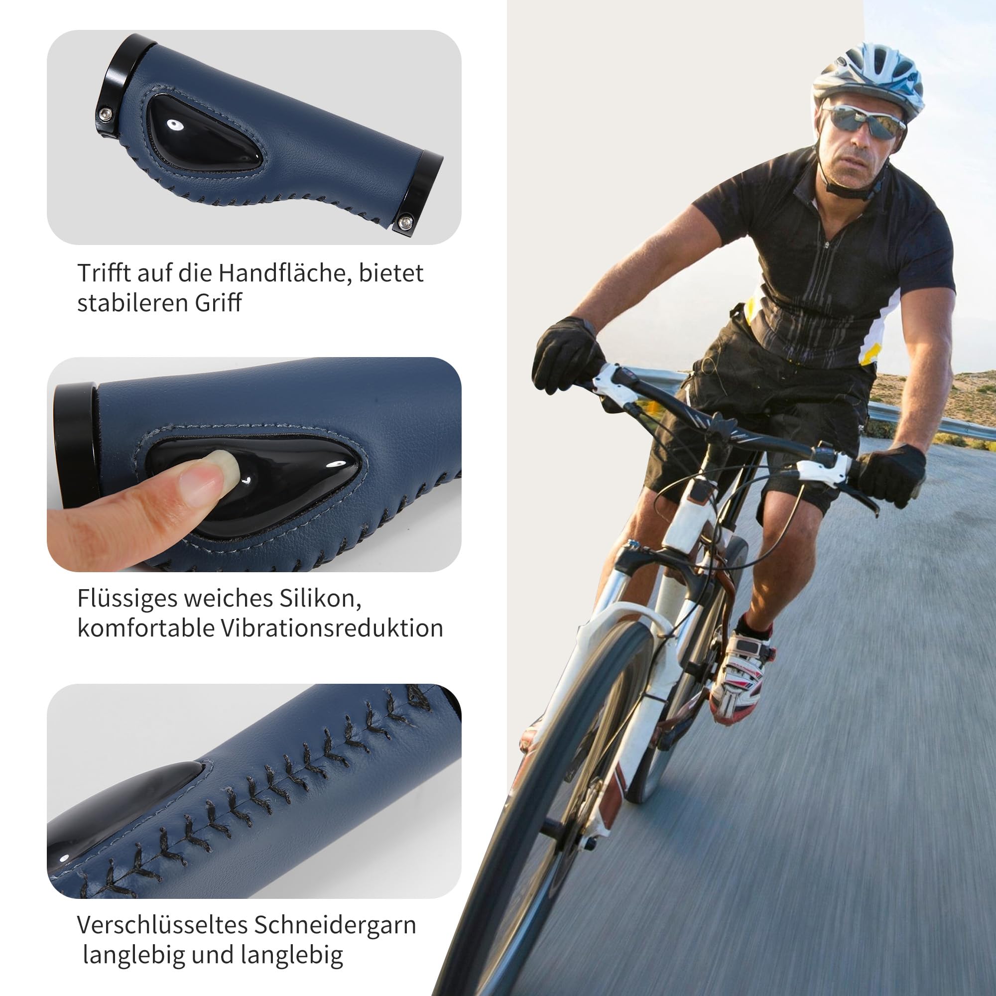Manopole Bici Ergonomiche Antiscivolo - Per Manubrio 22.2mm, Con
