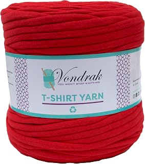 T-Shirt Yarn 130 Yards of Fabric Recycled Yarn 1.5 lb for Crocheting and Knitting (Red)