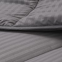 Vista 5 de Dorrin Nessin Edredón Alternativo de Plumón para Todas las Estaciones Inserto de Edredón (Rayas Grises, Individual) - Edredón de Microfibra Ultra