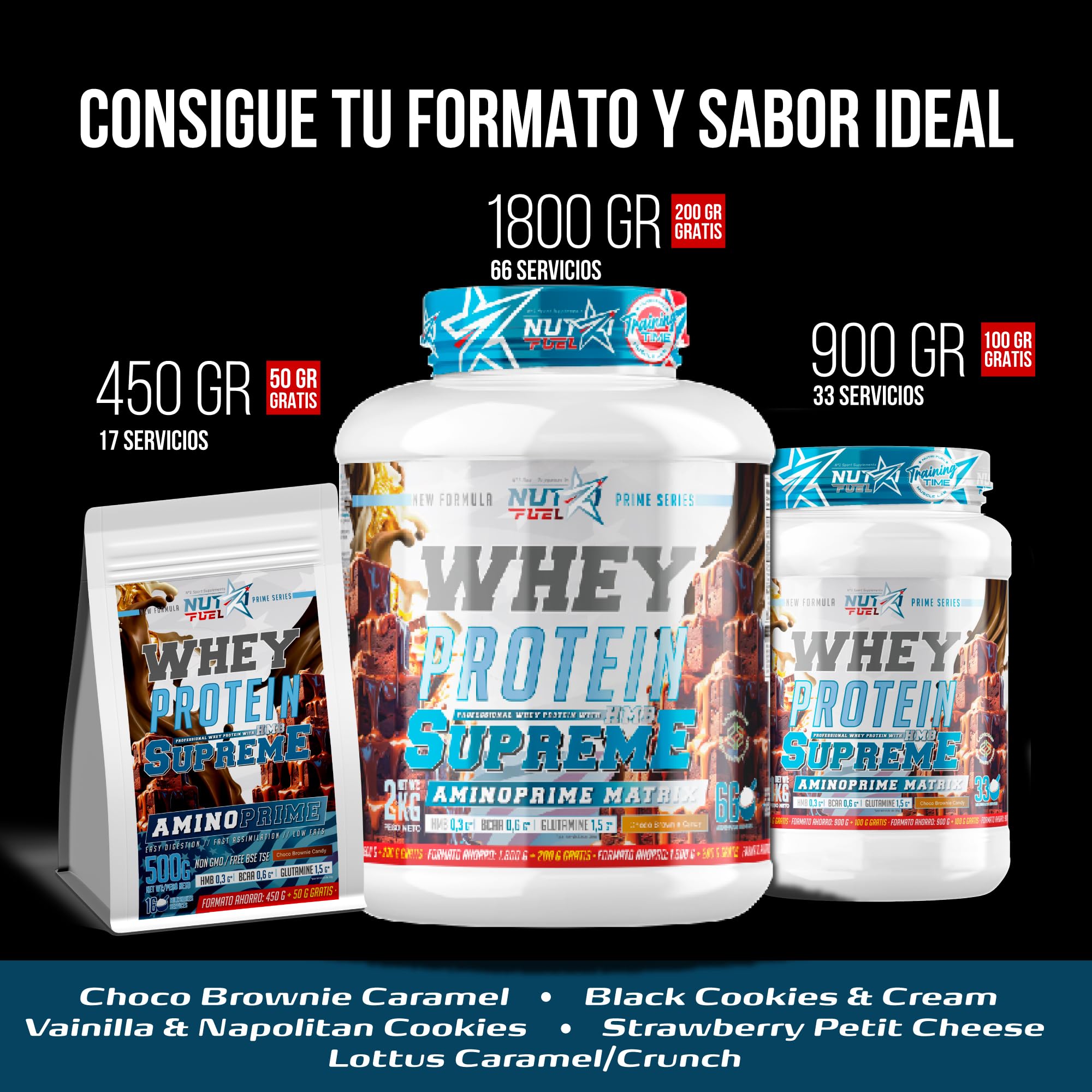 Proteina Whey Alta Pureza Recuperacion Muscular Crecimiento Musculo Aminoacidos HMB Formula Deportiva Batido Proteico Absorcion Rapida Nutricion Deportiva Fuerza Energia (Choco Brownie Caramel 2.000g