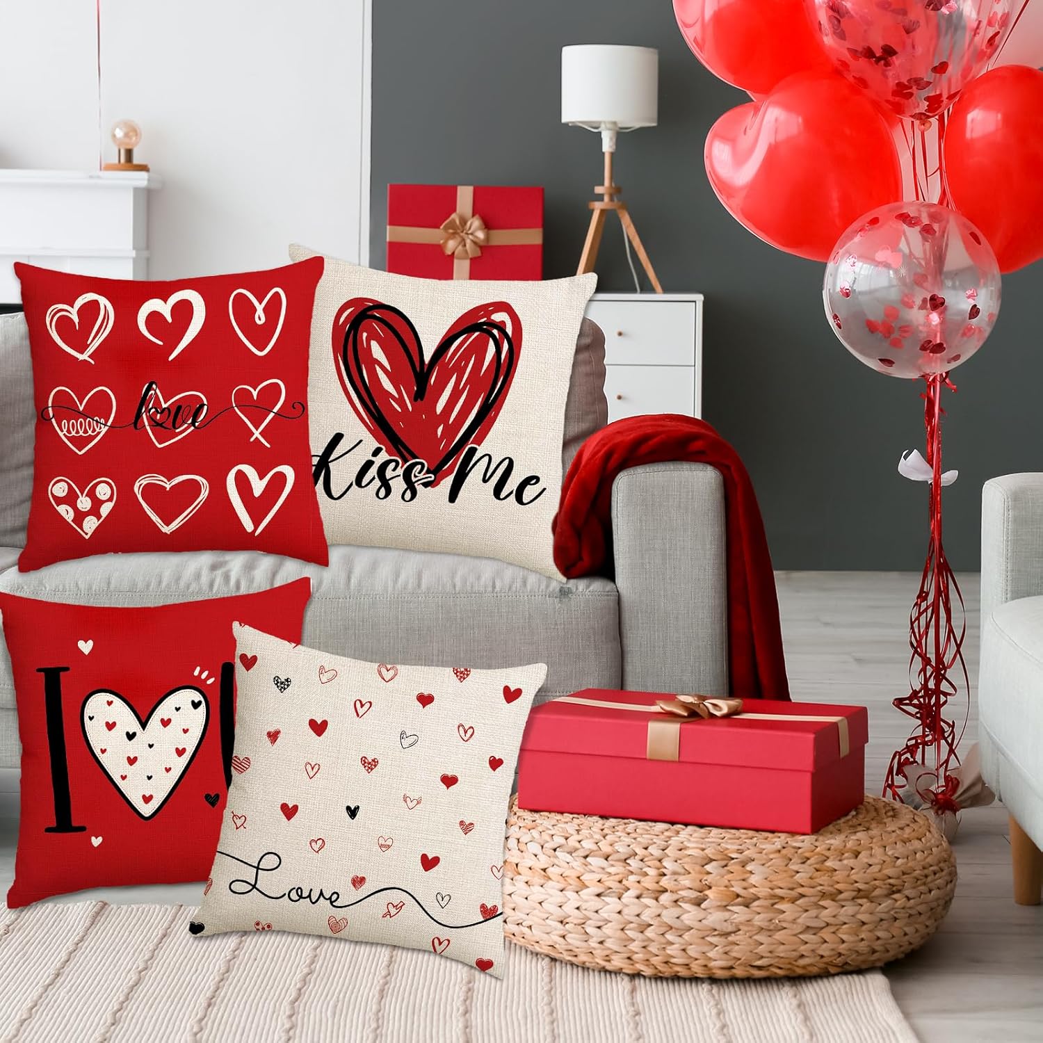 RGQSUN Set of 8 Valentines Day Pillow Covers & St Patricks Day Pillow Covers 18 x 18inch,Love Heart Throw Pillowcase Decorative Shamrock Lucky Pillow Cases for Farmhouse Home Sofa Bed Decoration - Image 5