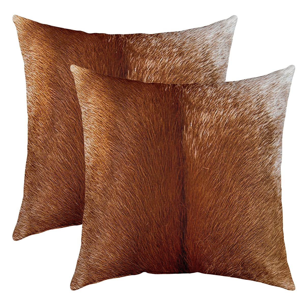Homemissing Cowhide Throw Pillow Cover 18"x18" Soft Cow Pillow Case Cushion Cover for Living Room Western Farm Animal Brown Decorative Throw Pillowcase for Sofa Chair