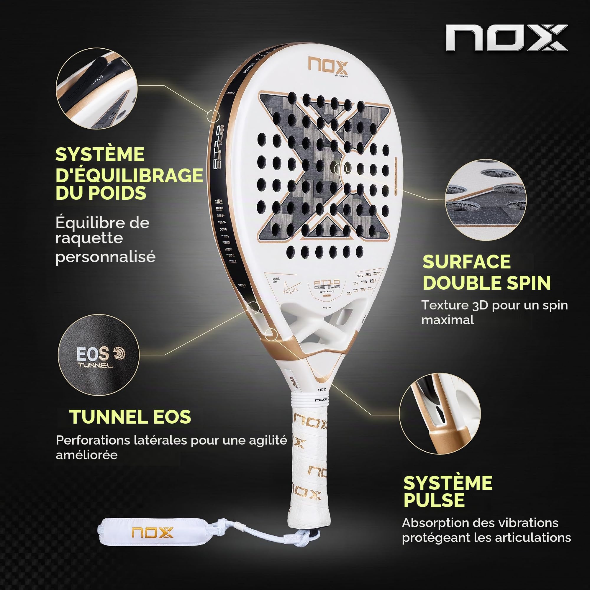 NOX Raquette de Padel AT10 Genius 12K Alaun Xtrem 2026 | Agustin Tapia