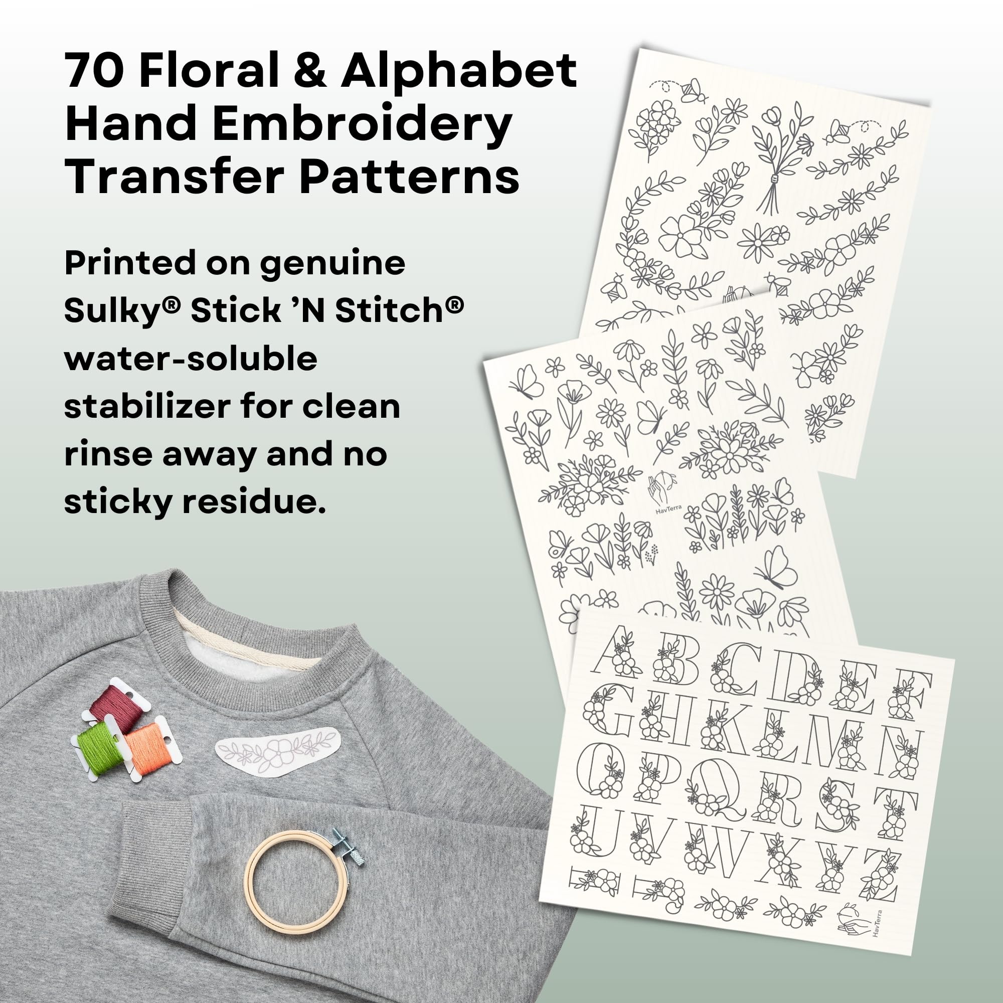 Stick & Stitch Embroidery Patterns - Floral & Alphabet Designs -4 Stick & Stitch Embroidery Patterns - Floral & Alphabet Designs -4