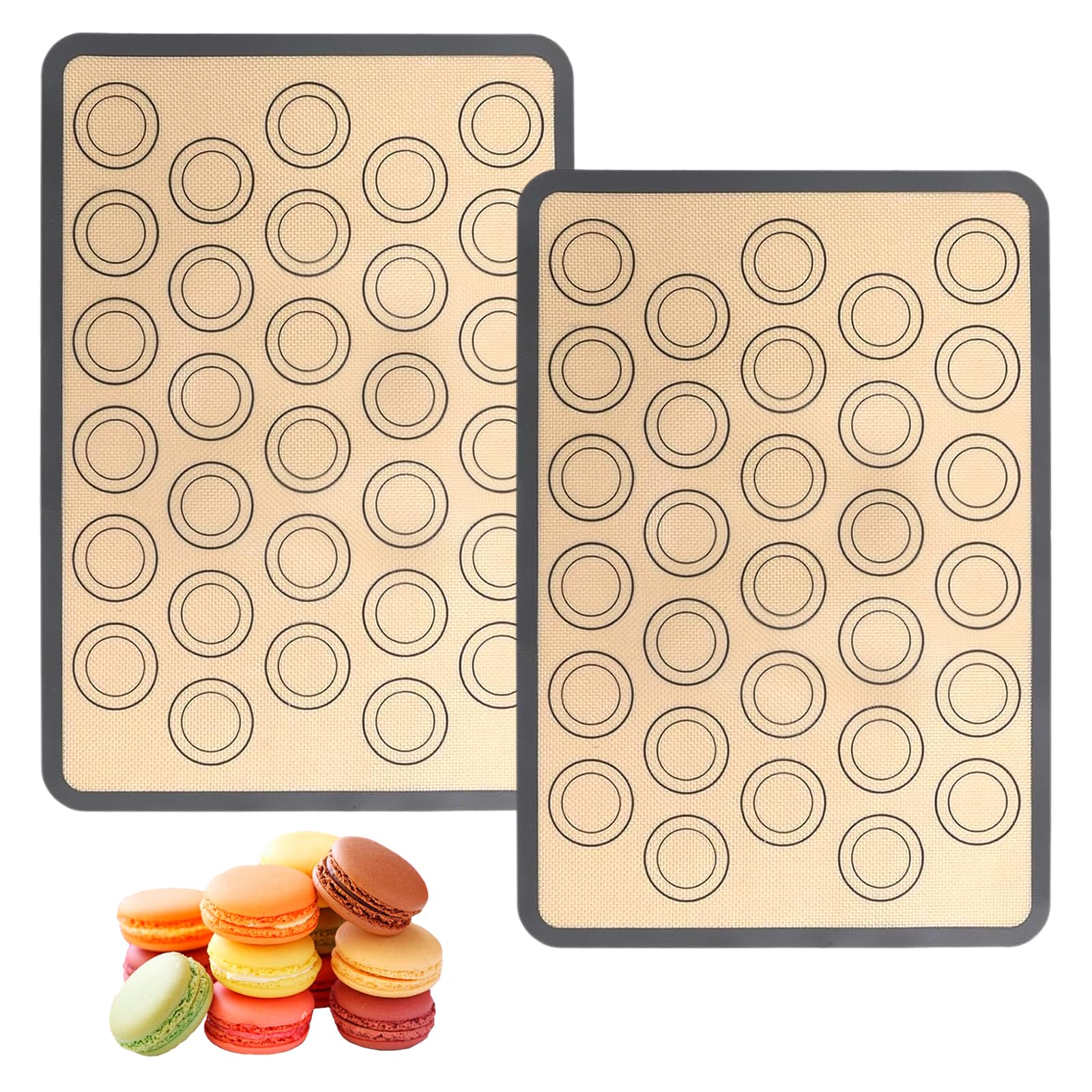 Silicone Macaron Baking Mat Set with Templates