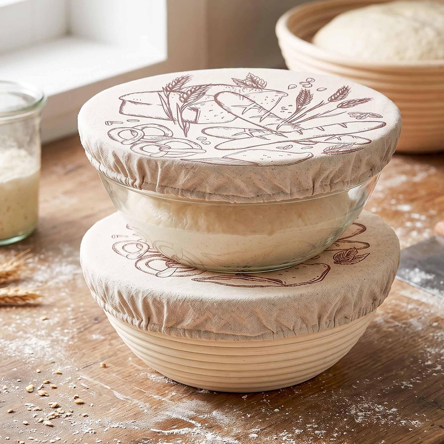 Professional Bread Proofing Bowl Covers: 12" Sustainable Cotton Linen Lids