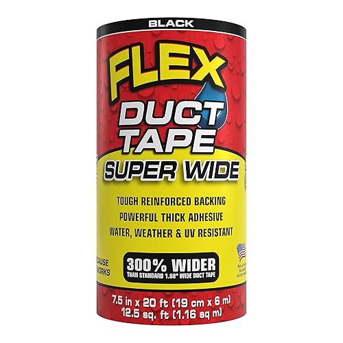 Miniatura 1 de Cinta adhesiva flexible, súper ancha, 7.5 pulgadas x 20 pies, negro, resistente, multisuperficie, resistente al agua, a la intemperie y a los rayos
