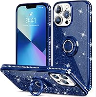 Vista 9 de Thomo Funda compatible con iPhone 13 Pro Max, [Bling Kickstand] Bonita funda protectora de cuerpo completo con diamantes para iPhone 13 Pro Max