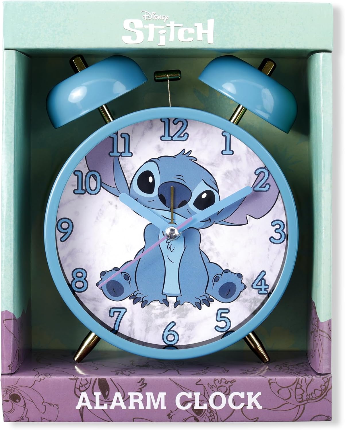 Disney Stitch Kids Table-Top Bedside Twin Bell Alarm Clock for Home Bedroom