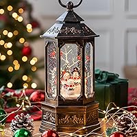 Vista 17 de Globo de nieve de Navidad con linterna de agua y purpurina con corona de árbol de Navidad con música, linterna iluminada con USB/pilas para regalos