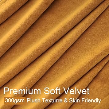 Mustard Yellow Velvet Pleated Curtains 84 Inches Long for Living Room Modern Elegant Super Soft Velvet Drapes With Hooks for Dining Room Darkening Privacy Window Treatments Farmhouse Curtains 2 Panels